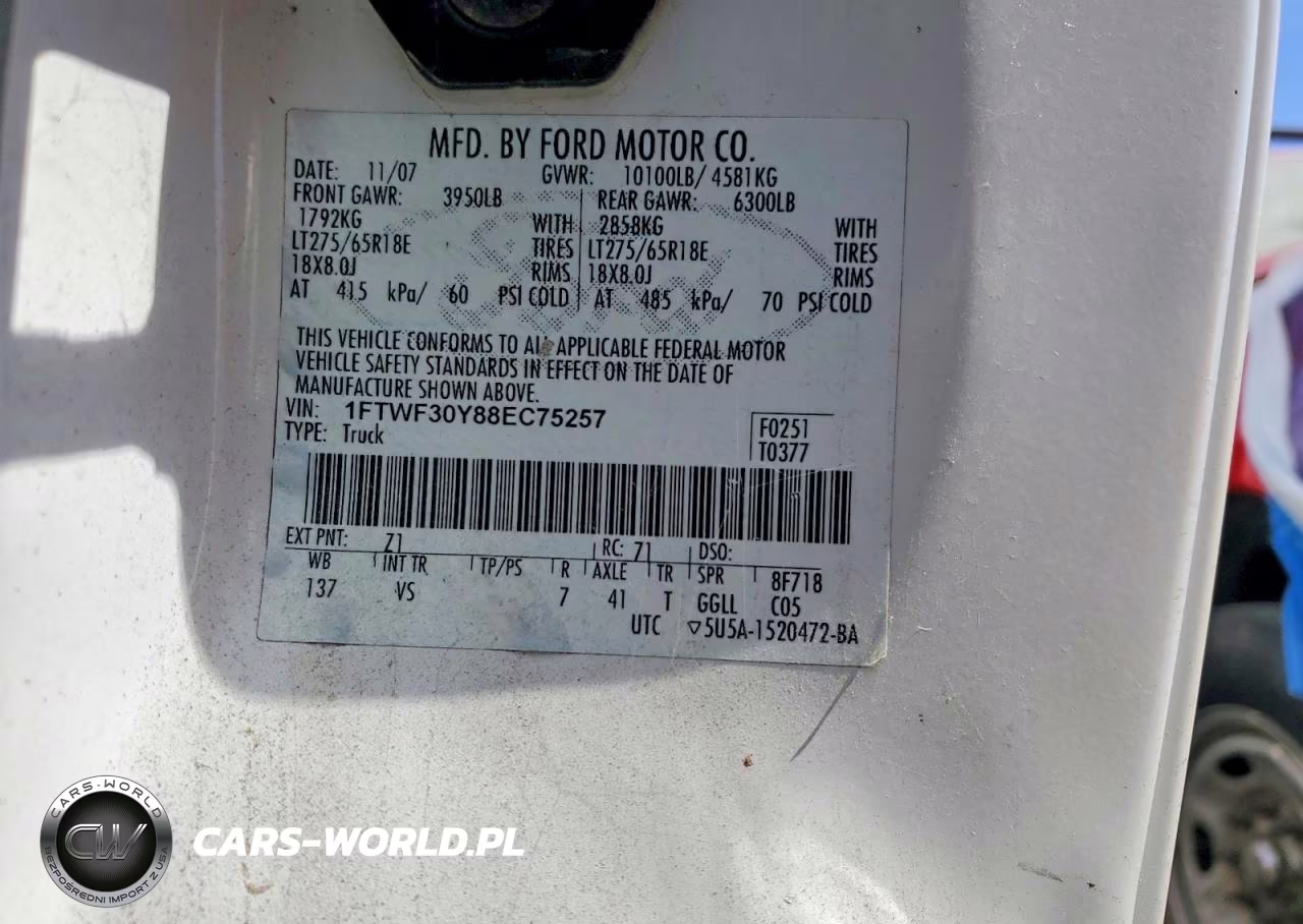 2008 Ford F350 Srw Super Duty VIN:1FTWF30Y88EC75257 - 12