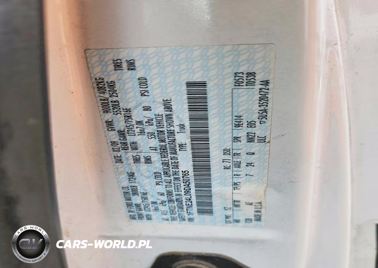 2009 Ford Econoline E250 Van VIN:1FTNE24L09DA50765 - 13