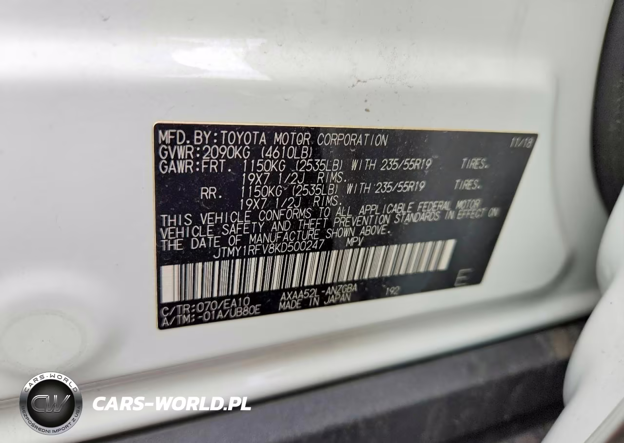 2019 Toyota Rav4 Limited VIN:JTMY1RFV8KD500247 - 13