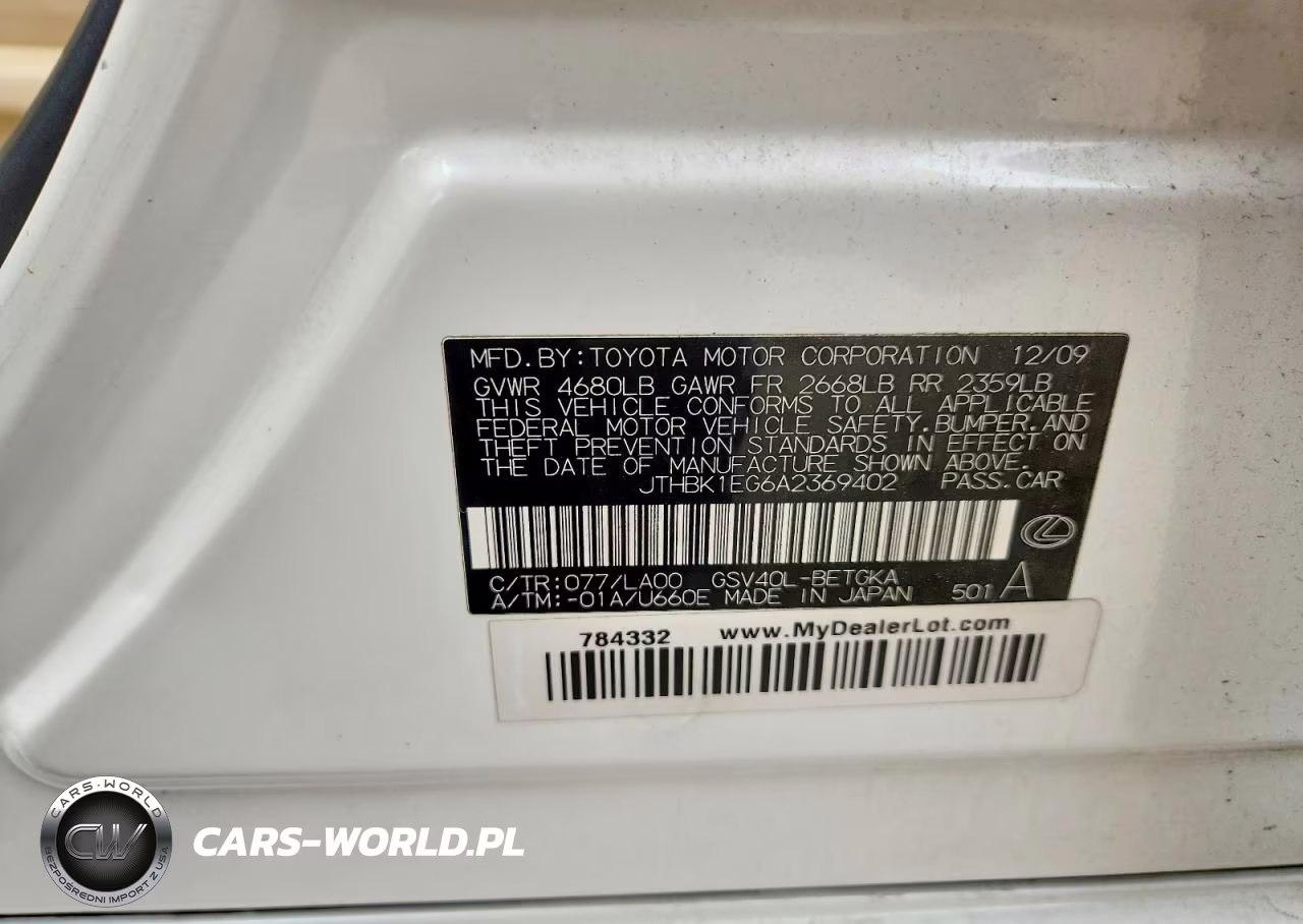 2010 Lexus Es 350 VIN:JTHBK1EG6A2369402 - 13
