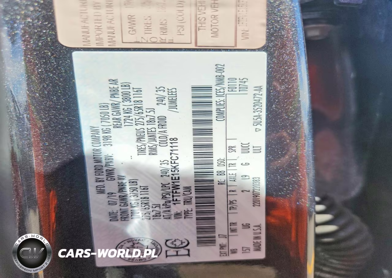 2019 Ford F150 Supercrew VIN:1FTFW1E15KFC71118 - 13