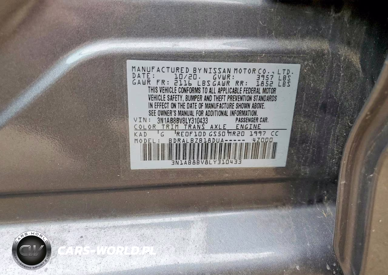 2020 Nissan Sentra S VIN:3N1AB8BV8LY310433 - 12