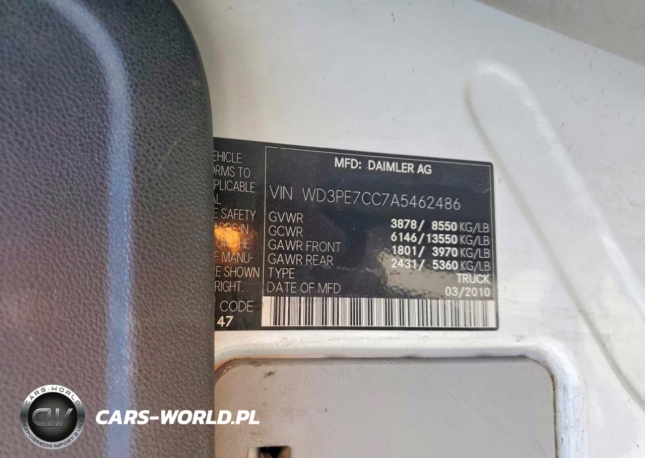 2010 Mercedes-Benz Sprinter 2500 VIN:WD3PE7CC7A5462486 - 13