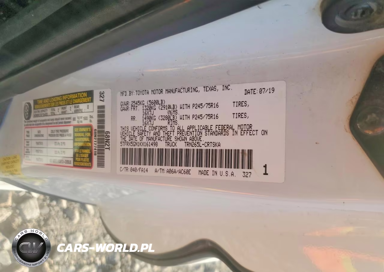 2019 Toyota Tacoma Sr VIN:5TFRX5GN1KX161498 - 12