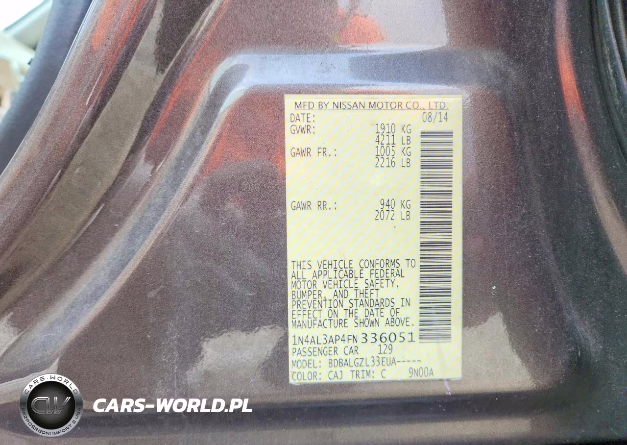 2015 Nissan Altima 2.5 S VIN:1N4AL3AP4FN336051 - 12