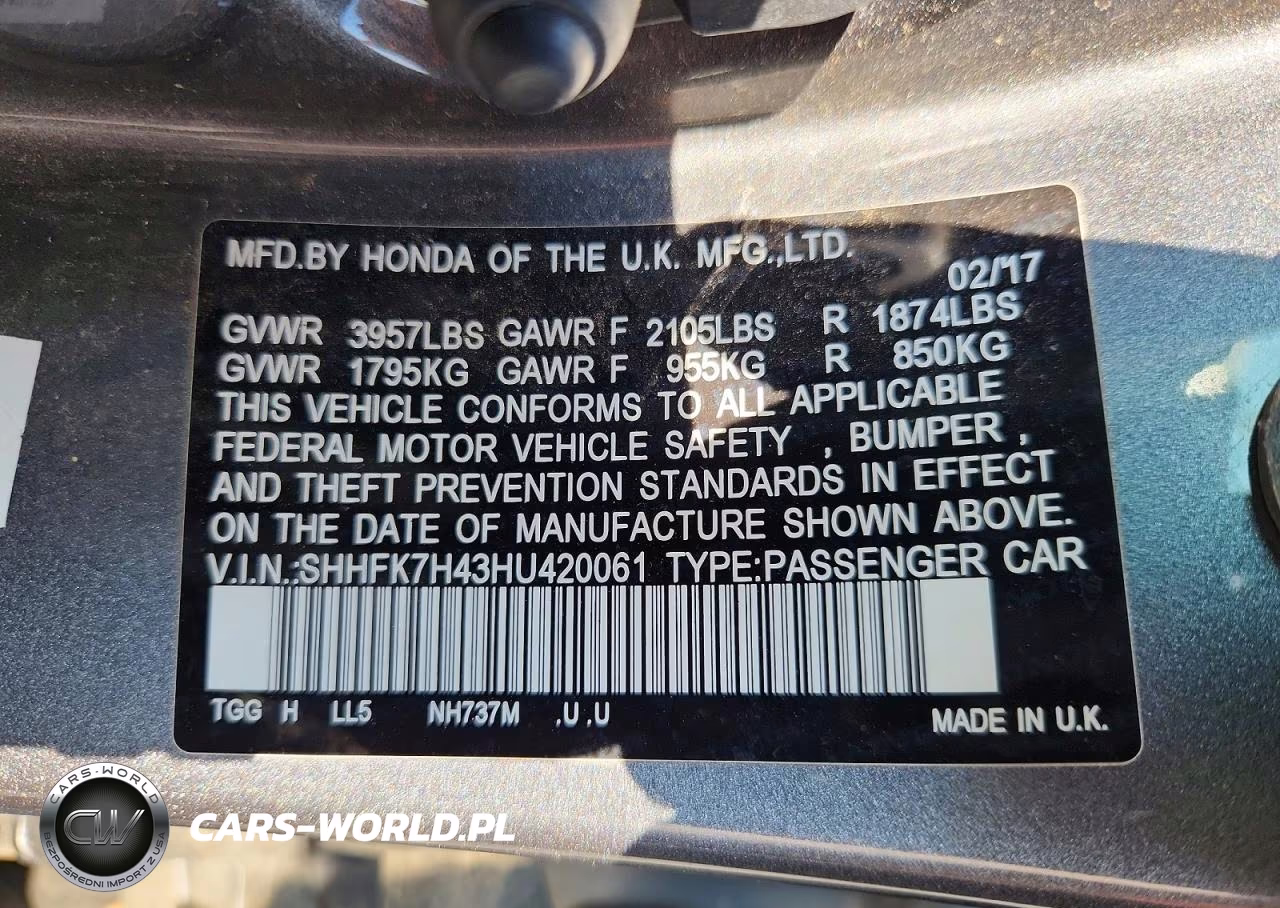2017 Honda Civic Sport VIN:SHHFK7H43HU420061 - 12