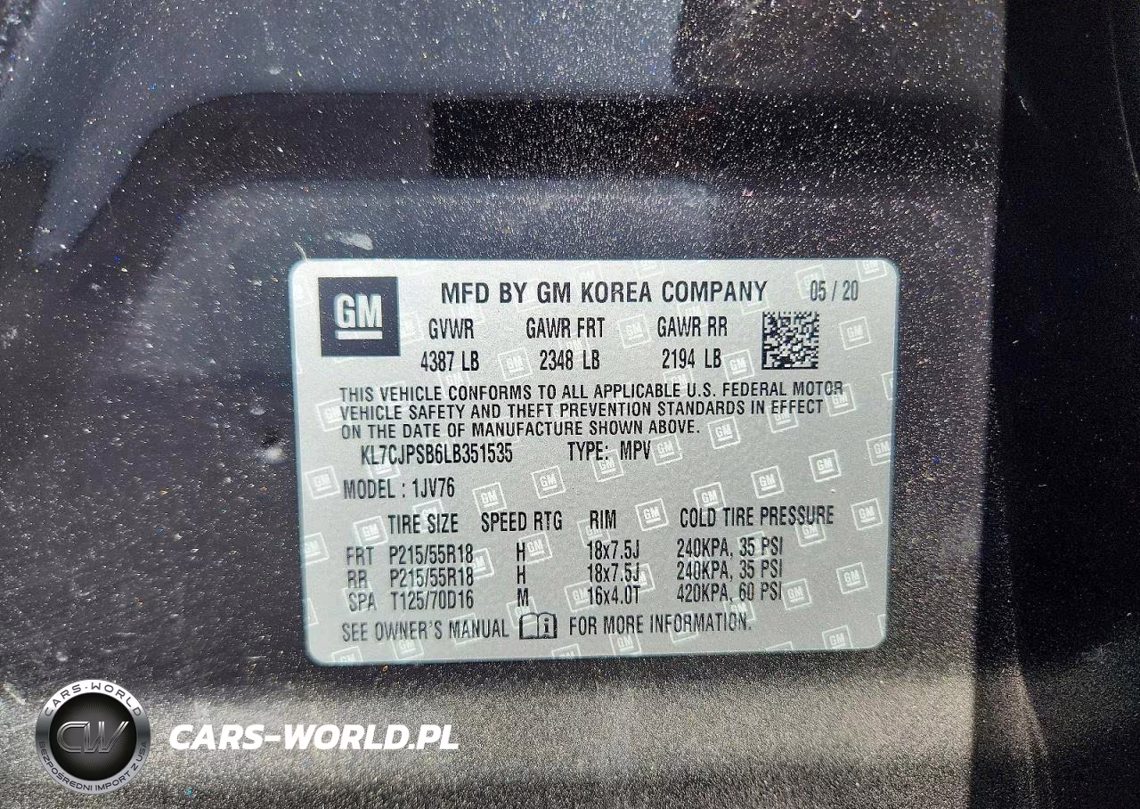 2020 Chevrolet Trax 1Lt VIN:KL7CJPSB6LB351535 - 12