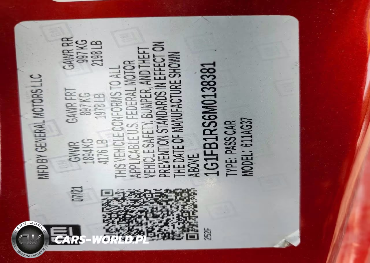 2021 Chevrolet Camaro Ls VIN:1G1FB1RS6M0138381 - 12