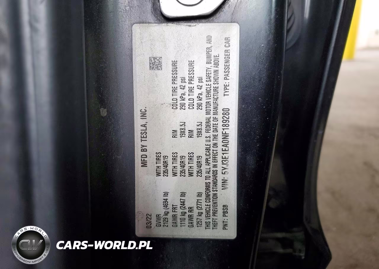 2022 Tesla Model 3 VIN:5YJ3E1EA0NF189280 - 12