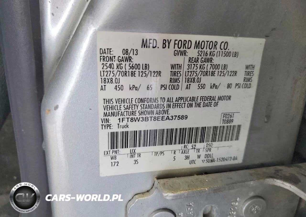 2014 Ford F350 Super Duty VIN:1FT8W3BT8EEA37589 - 12