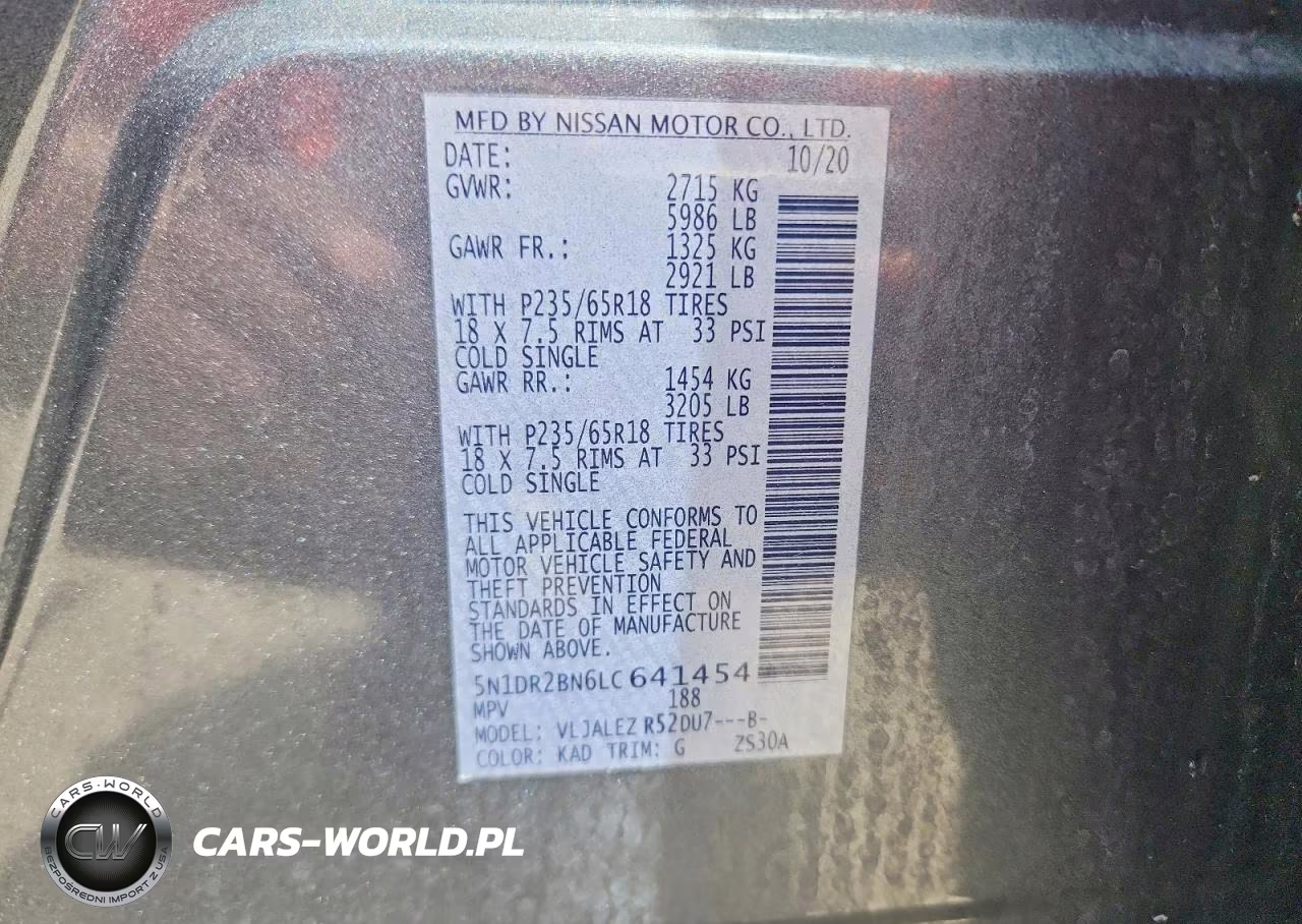 2020 Nissan Pathfinder Sv VIN:5N1DR2BN6LC641454 - 13