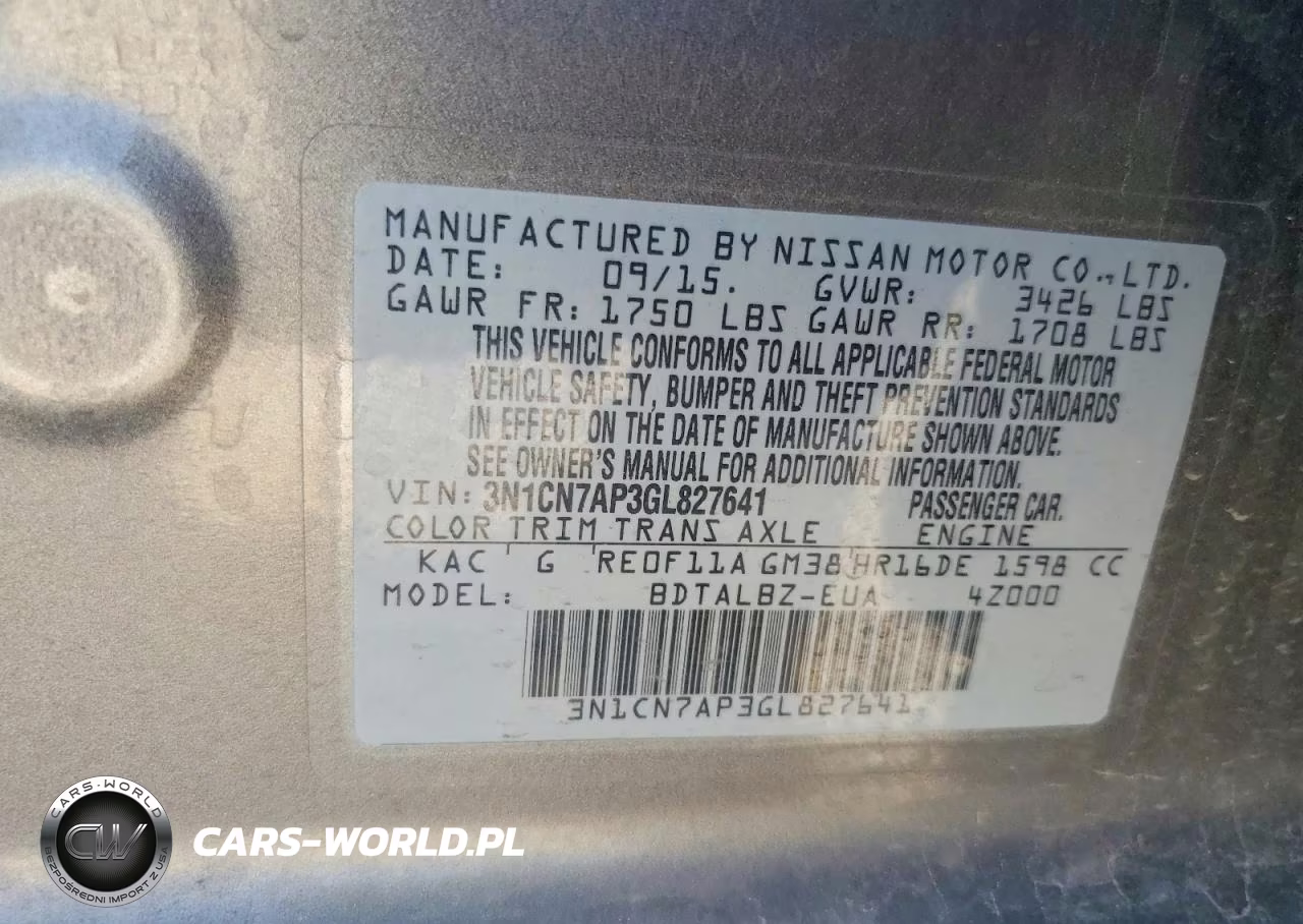 2016 Nissan Versa 1.6 Sv VIN:3N1CN7AP3GL827641 - 13