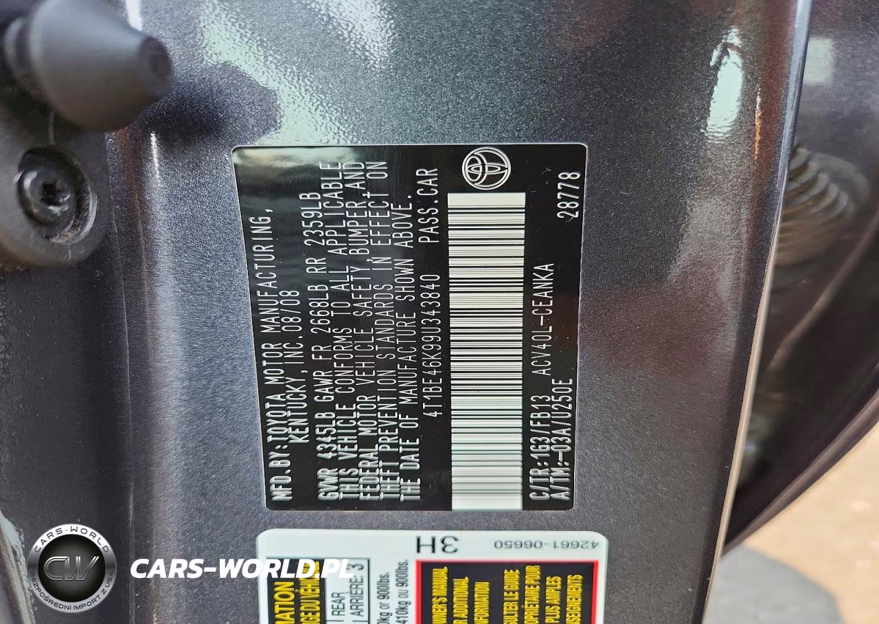 2009 Toyota Camry Le VIN:4T1BE46K99U343840 - 12