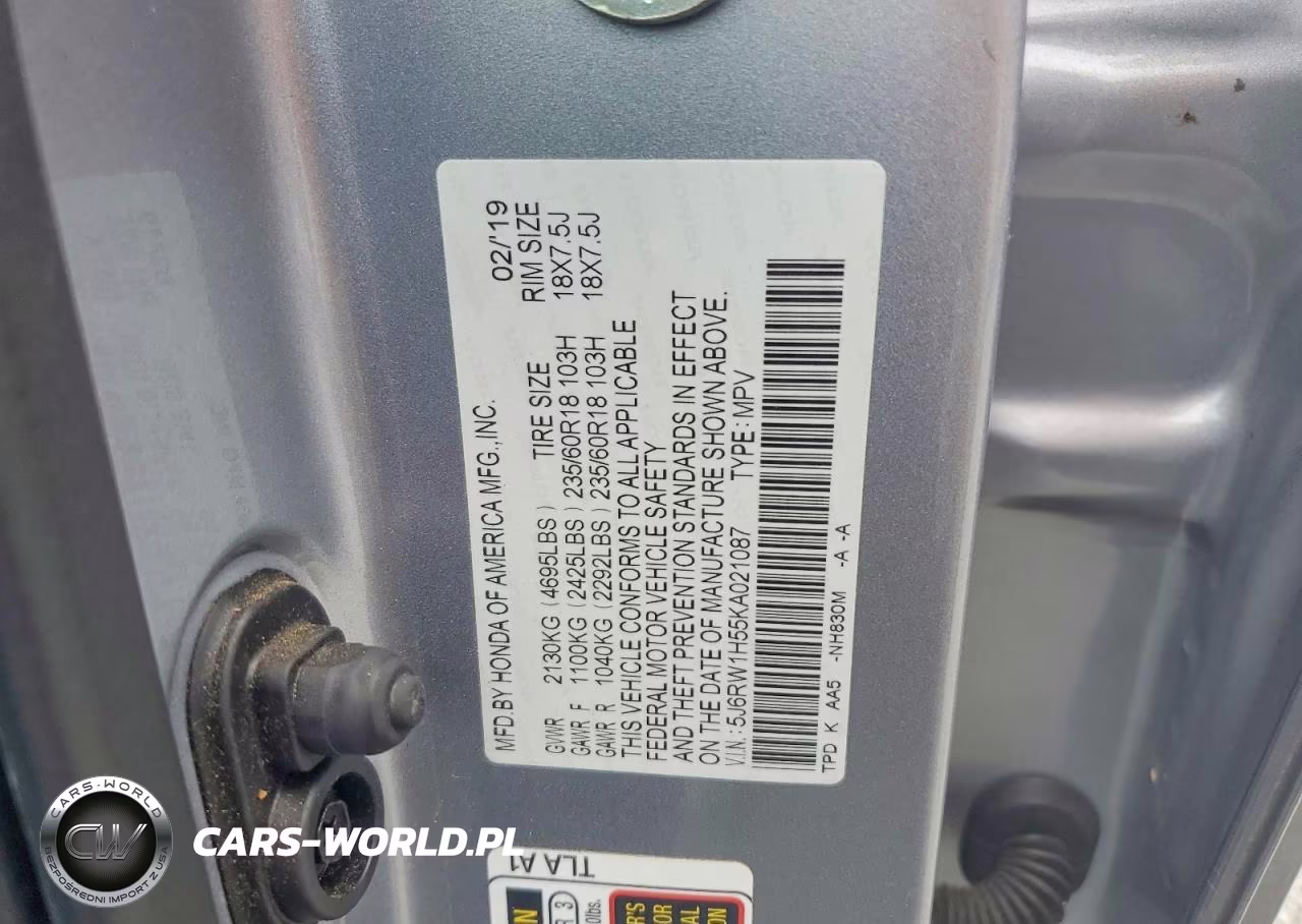 2019 Honda Cr-V Ex VIN:5J6RW1H55KA021087 - 13