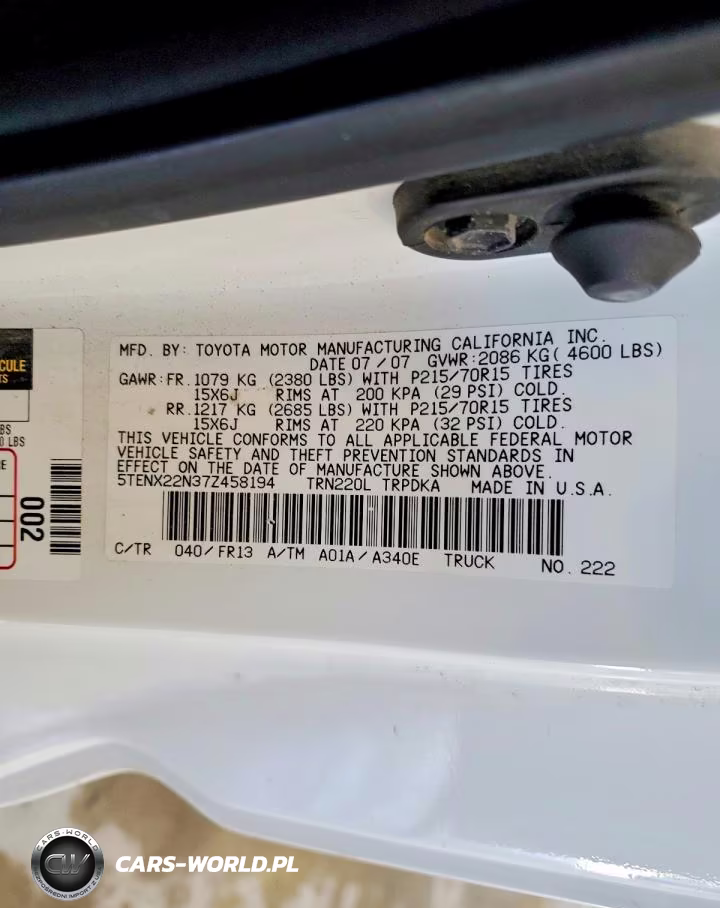 2007 Toyota Tacoma Base VIN:5TENX22N37Z458194 - 12