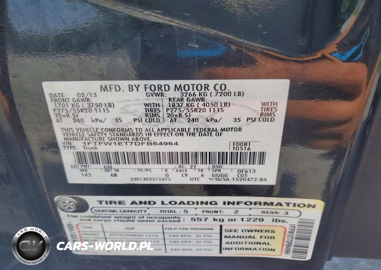 2013 Ford F150 Supercrew VIN:1FTFW1ET7DFB64964 - 12