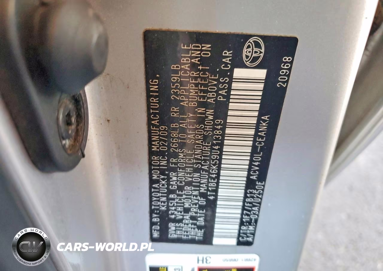 2009 Toyota Camry Le VIN:4T1BE46K59U413849 - 13