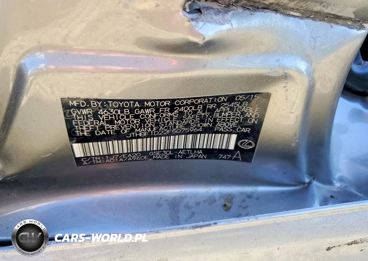 2015 Lexus Is 250 VIN:JTHBF1D22F5075964 - 12