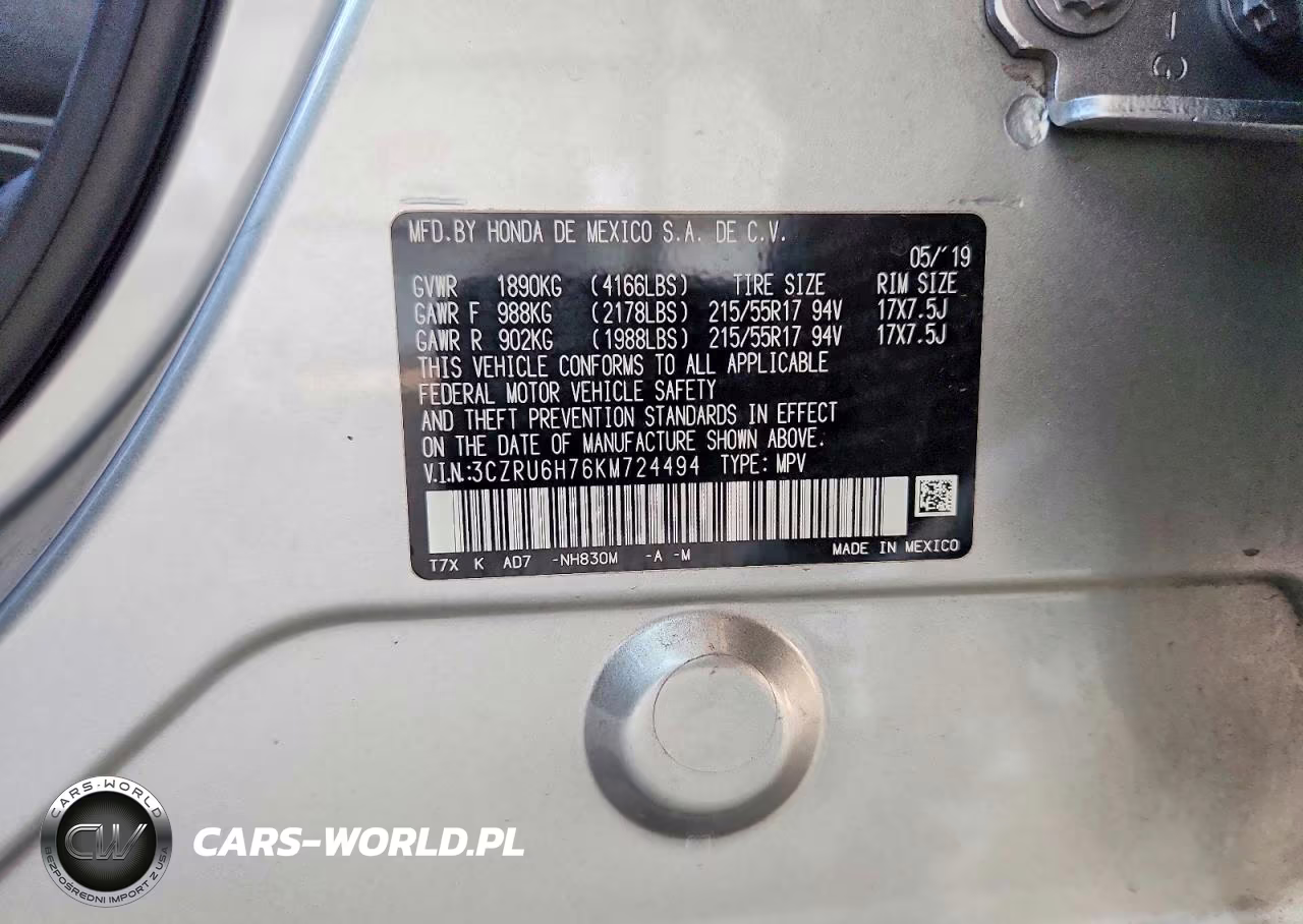 2019 Honda Hr-V Exl VIN:3CZRU6H76KM724494 - 12