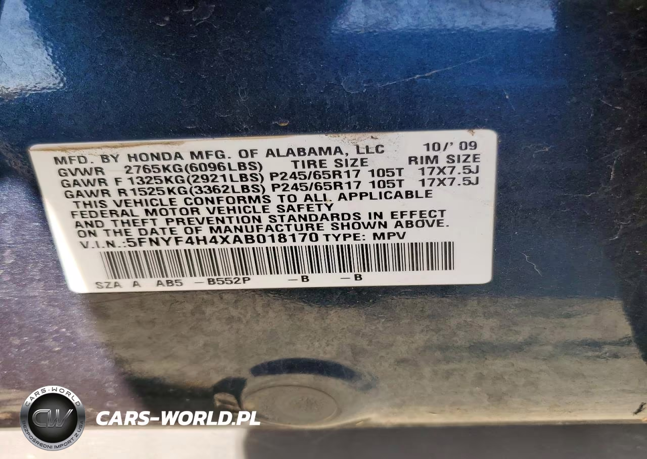 2010 Honda Pilot Ex VIN:5FNYF4H4XAB018170 - 13