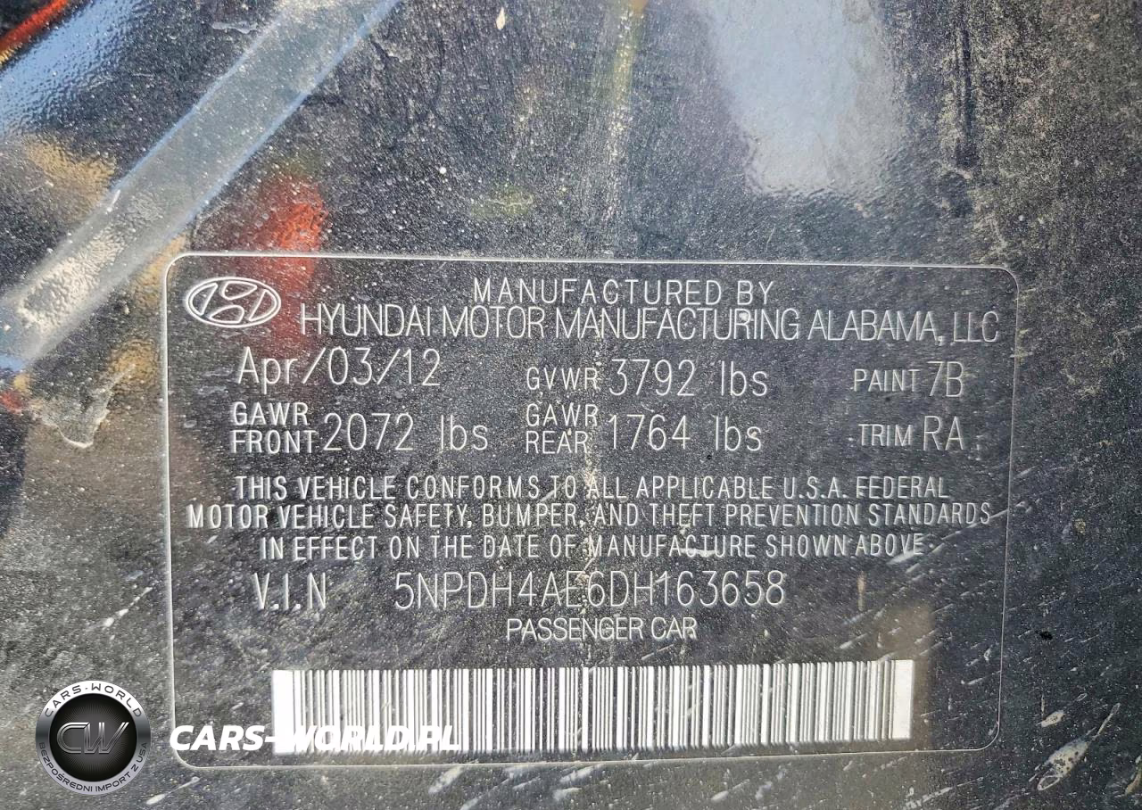 2013 Hyundai Elantra Limited VIN:5NPDH4AE6DH163658 - 12