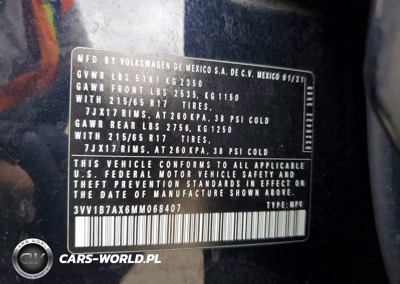 2021 Volkswagen Tiguan S VIN:3VV1B7AX6MM068407 - 13