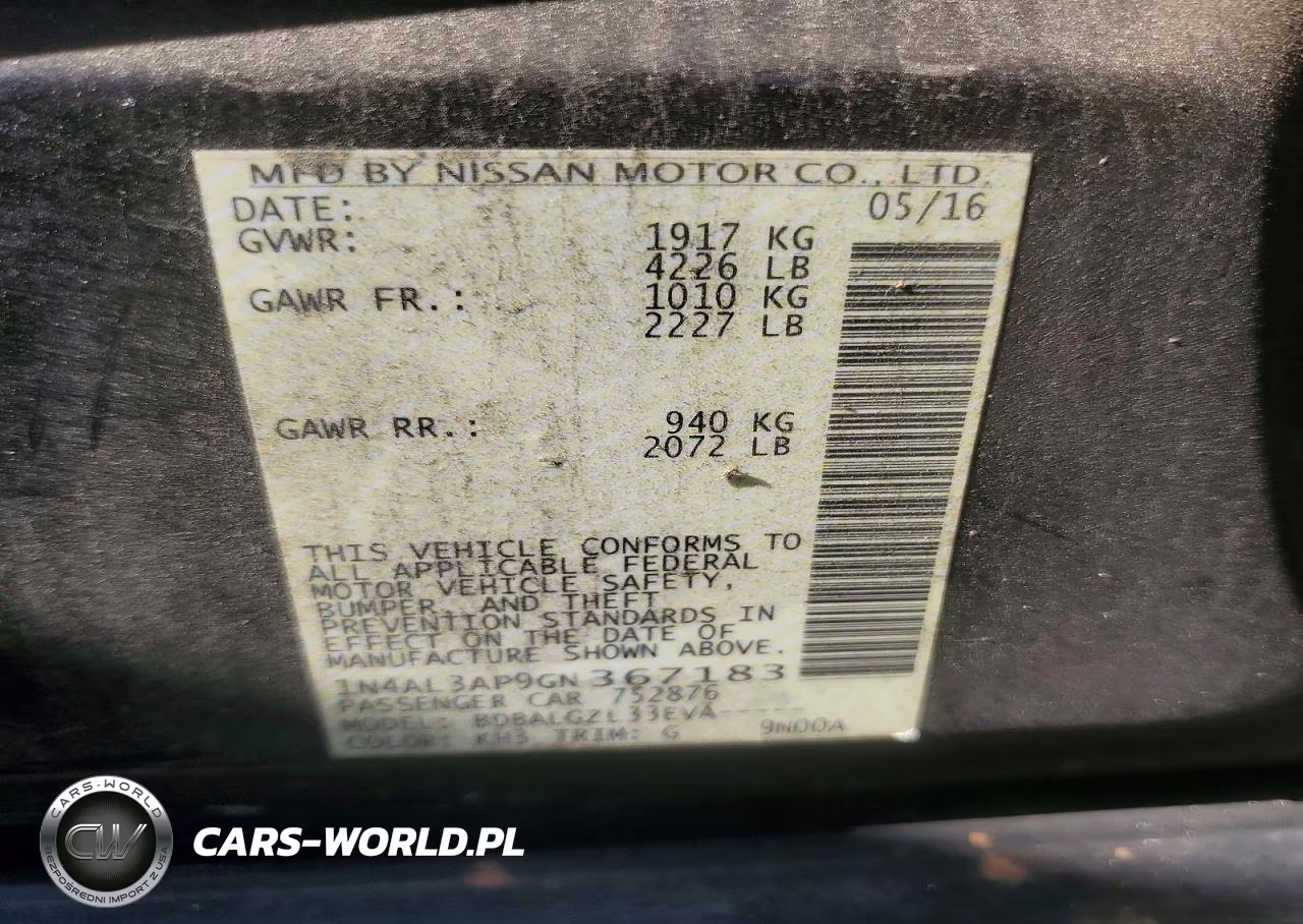 2016 Nissan Altima 2.5 S VIN:1N4AL3AP9GN367183 - 12