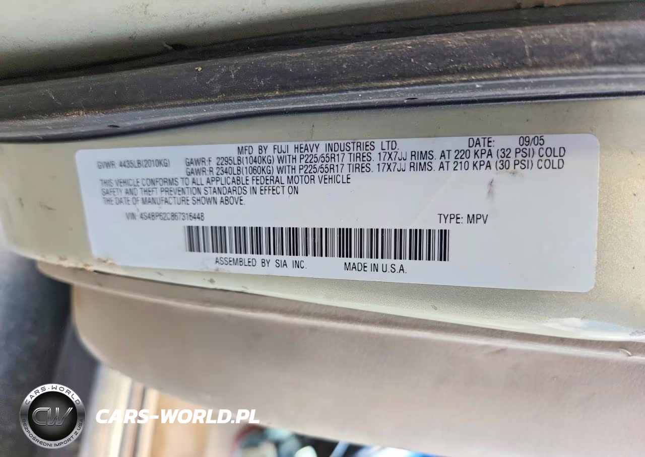 2006 Subaru Legacy Outback 2.5I Limited VIN:4S4BP62C867316448 - 12