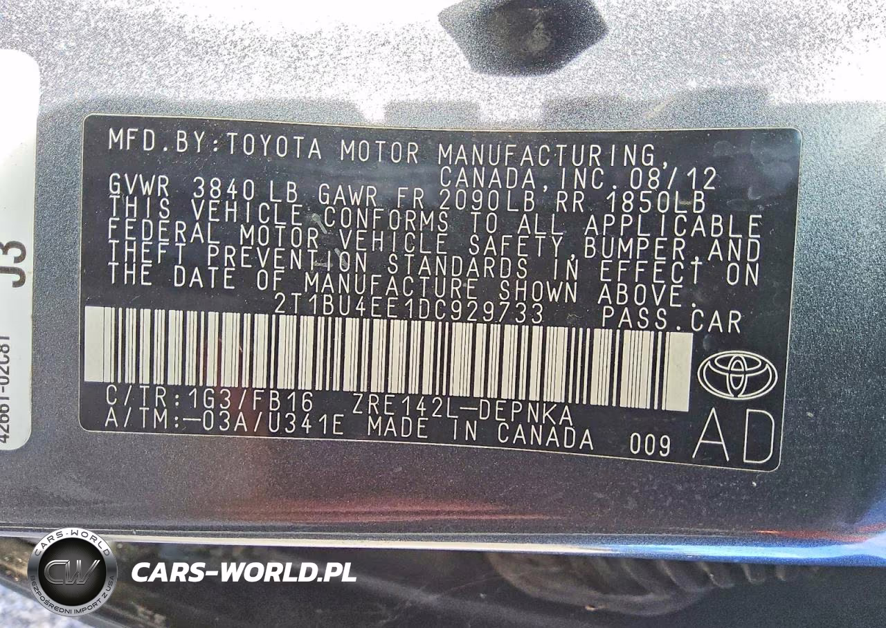 2013 Toyota Corolla Le VIN:2T1BU4EE1DC929733 - 12