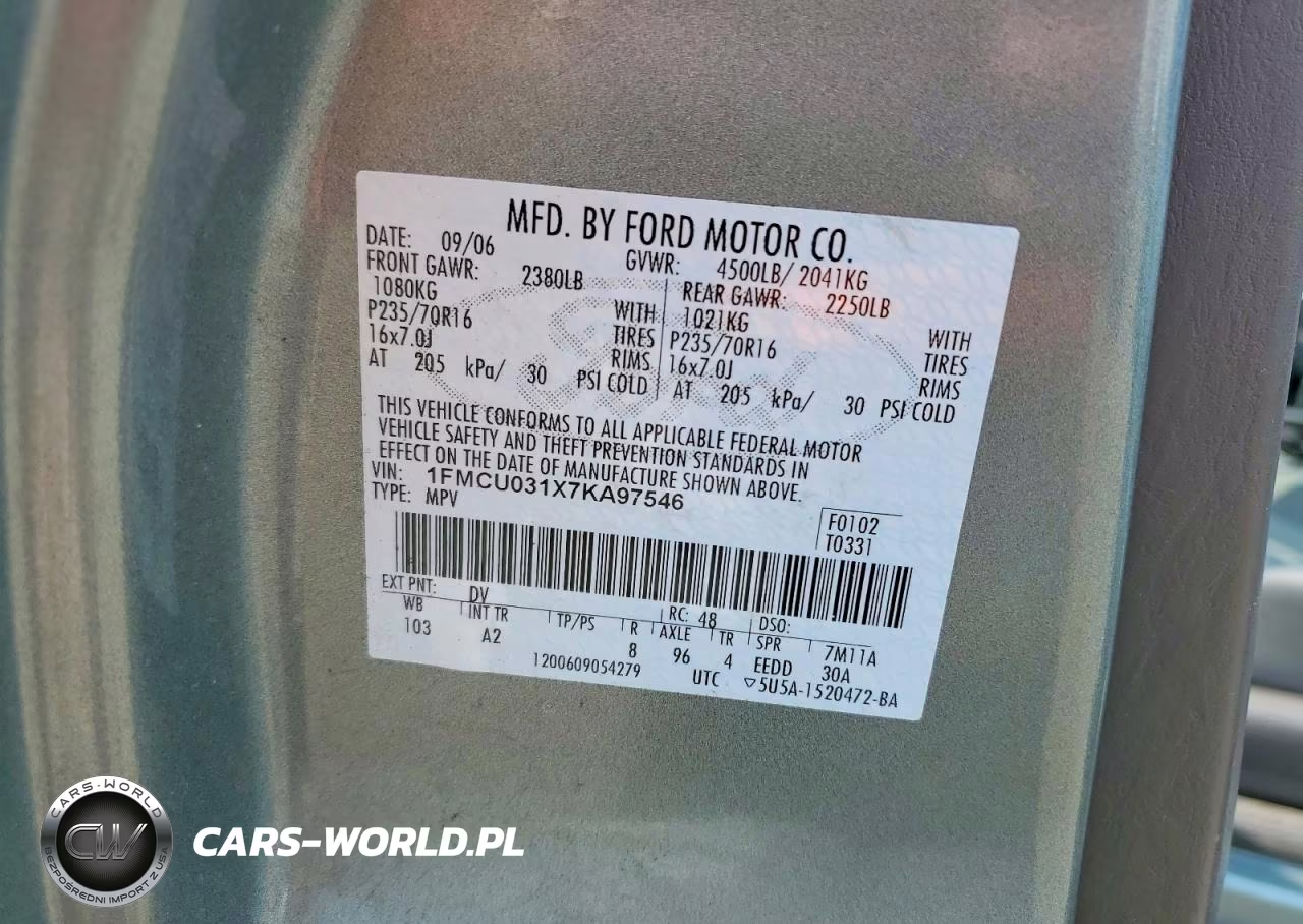 2007 Ford Escape Xlt VIN:1FMCU031X7KA97546 - 13