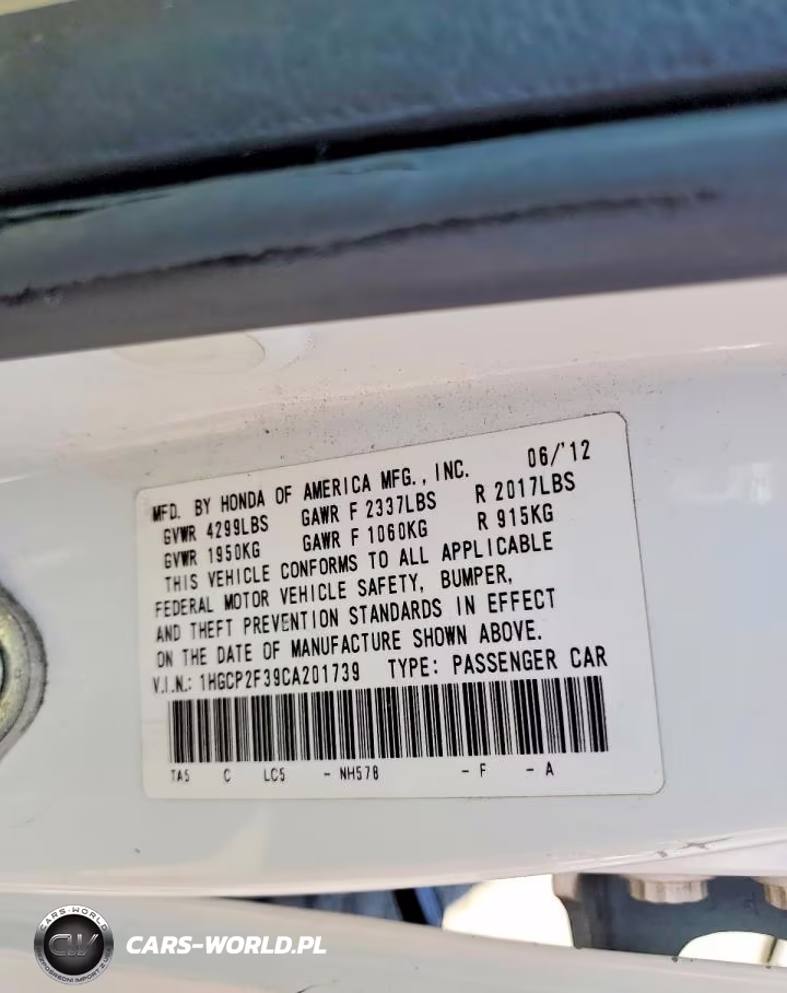 2012 Honda Accord Lx VIN:1HGCP2F39CA201739 - 12