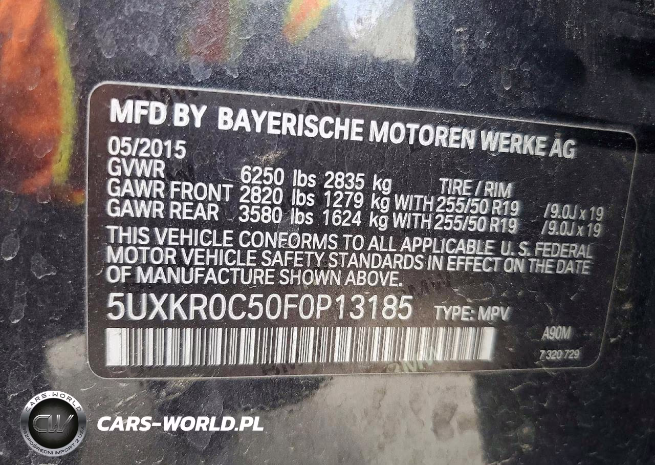 2015 BMW X5 xDrive35I VIN:5UXKR0C50F0P13185 - 13
