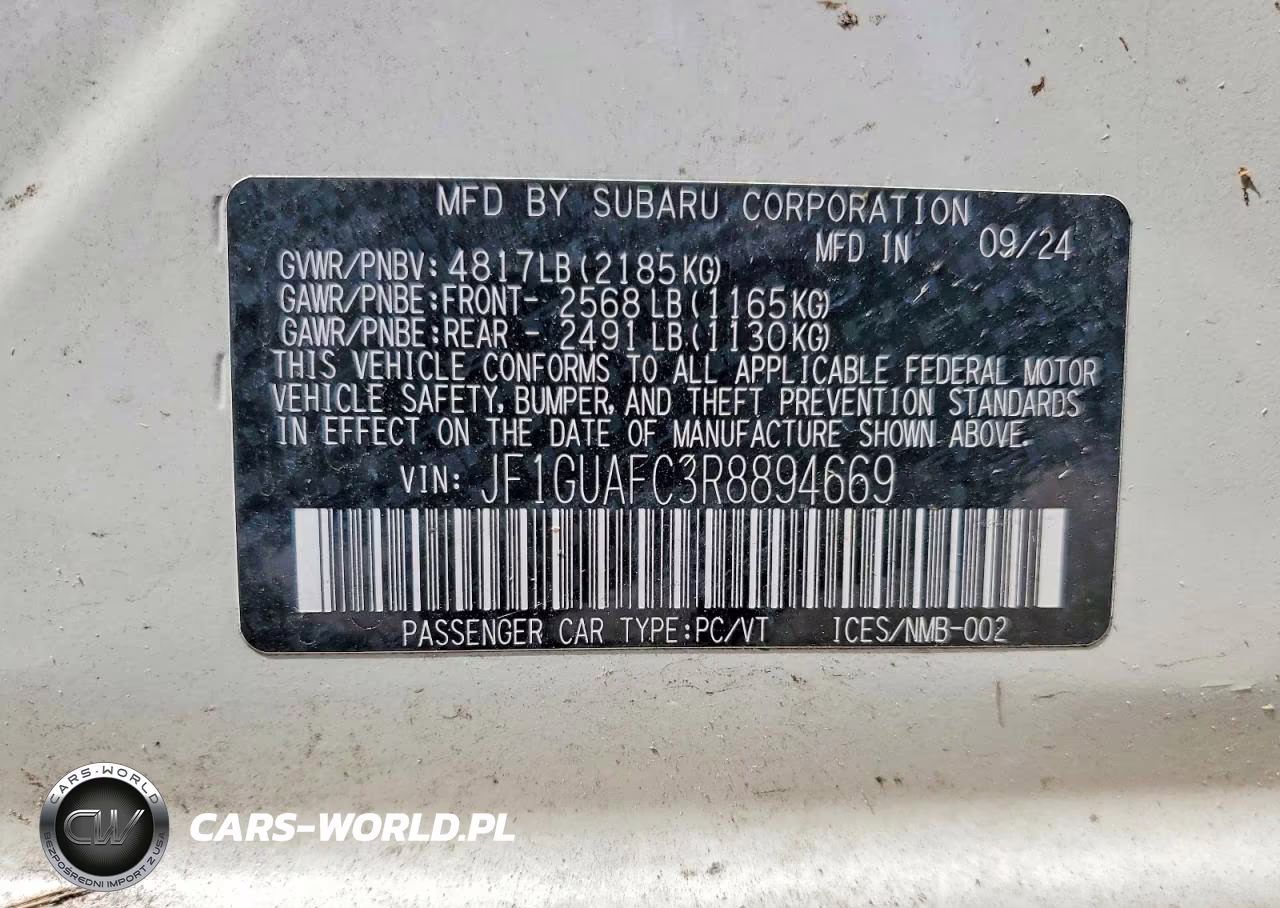 2024 Subaru Impreza Sport VIN:JF1GUAFC3R8894669 - 13
