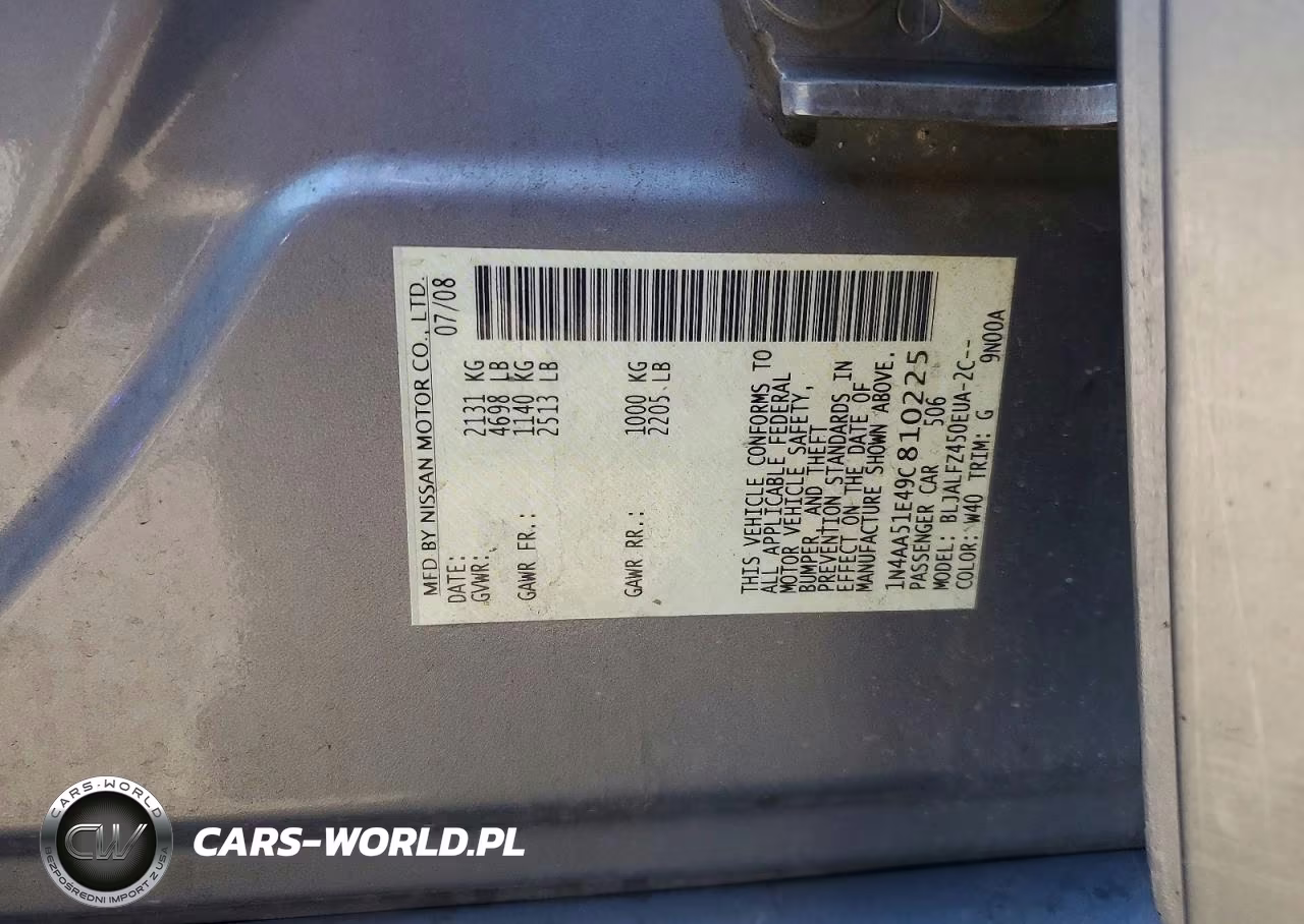 2009 Nissan Maxima 3.5 S VIN:1N4AA51E49C810225 - 13