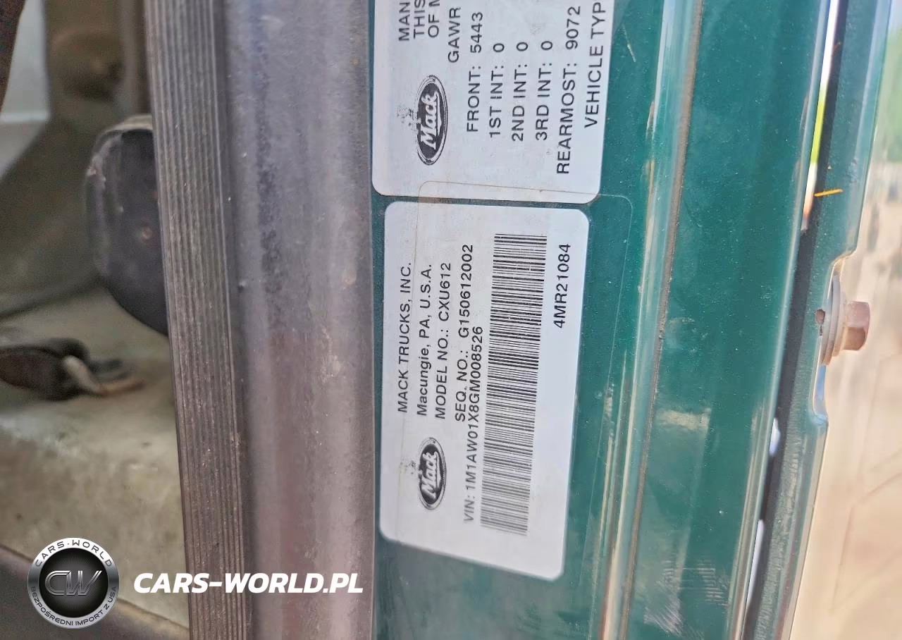 2016 Mack Cxu612 Semi Truck VIN:1M1AW01X8GM008526 - 11