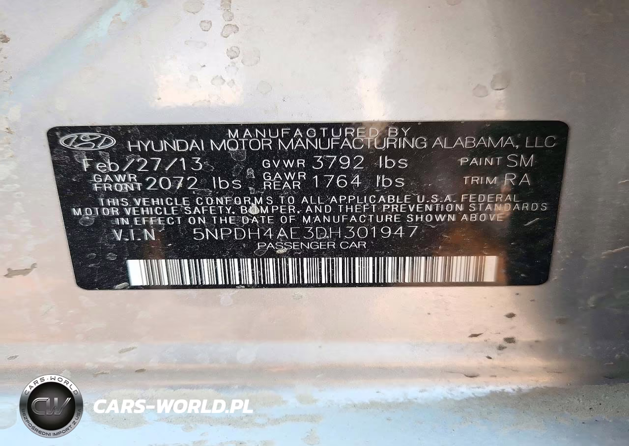 2013 Hyundai Elantra Gls VIN:5NPDH4AE3DH301947 - 14