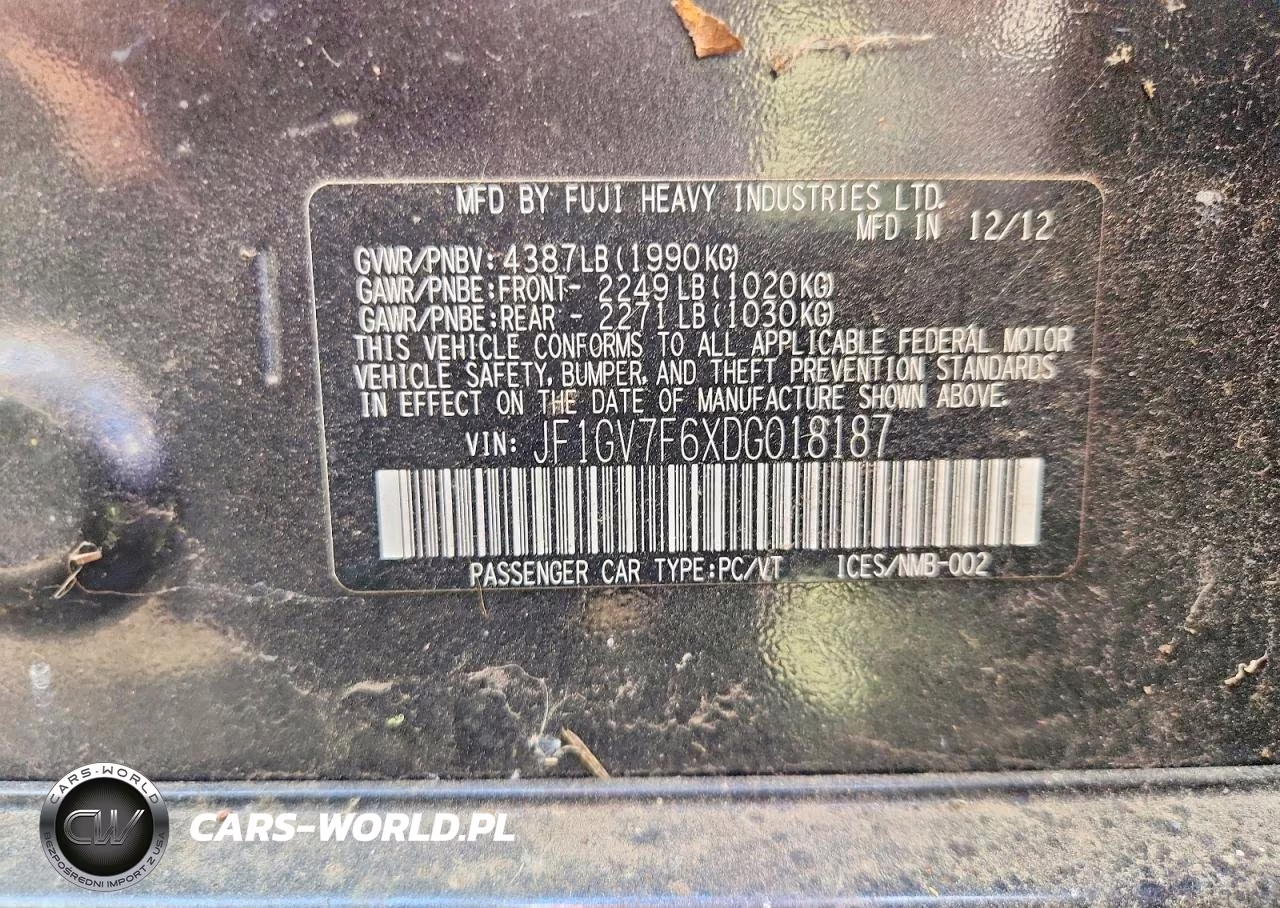 2013 Subaru Impreza Wrx VIN:JF1GV7F6XDG018187 - 13