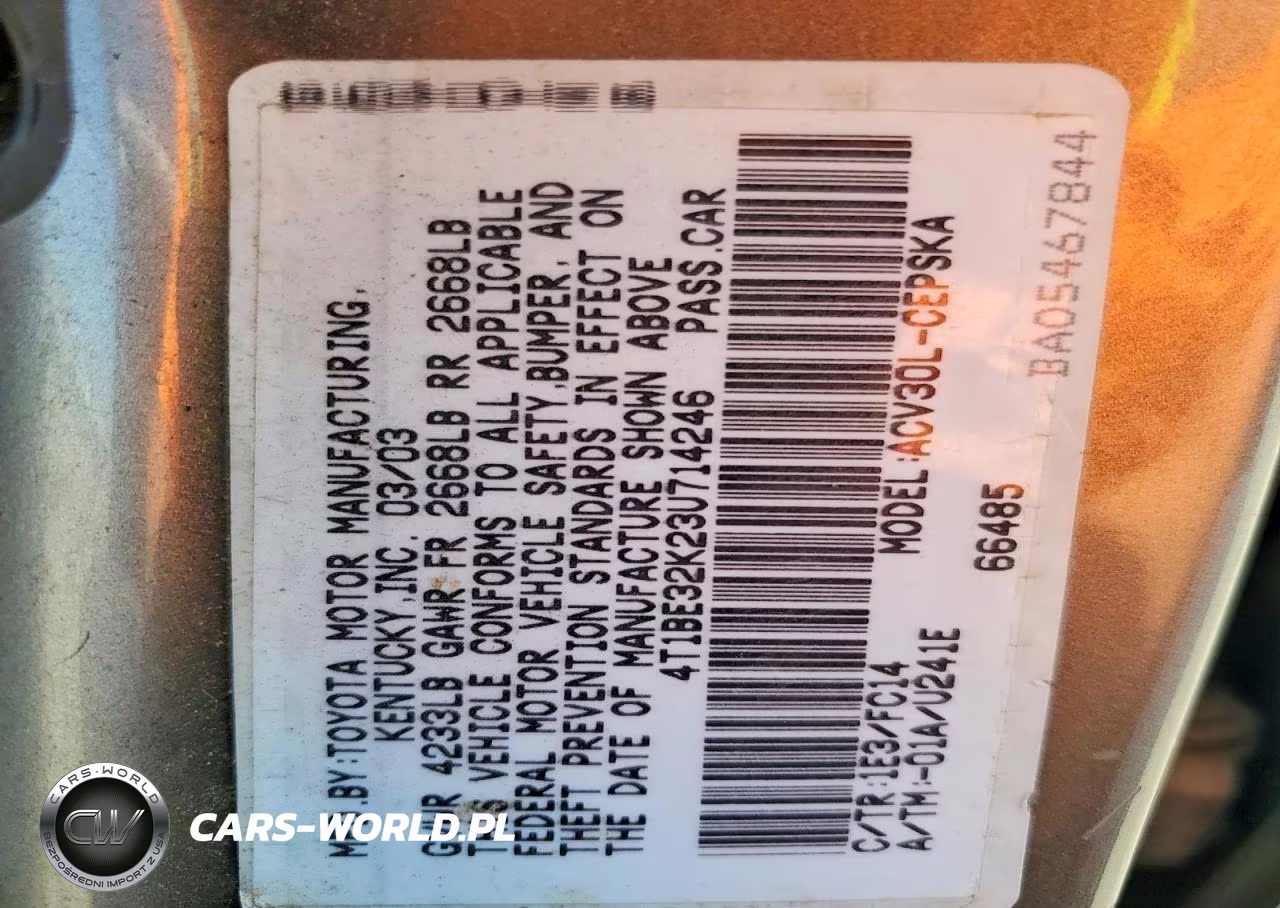 2003 Toyota Camry Se VIN:4T1BE32K23U714246 - 12