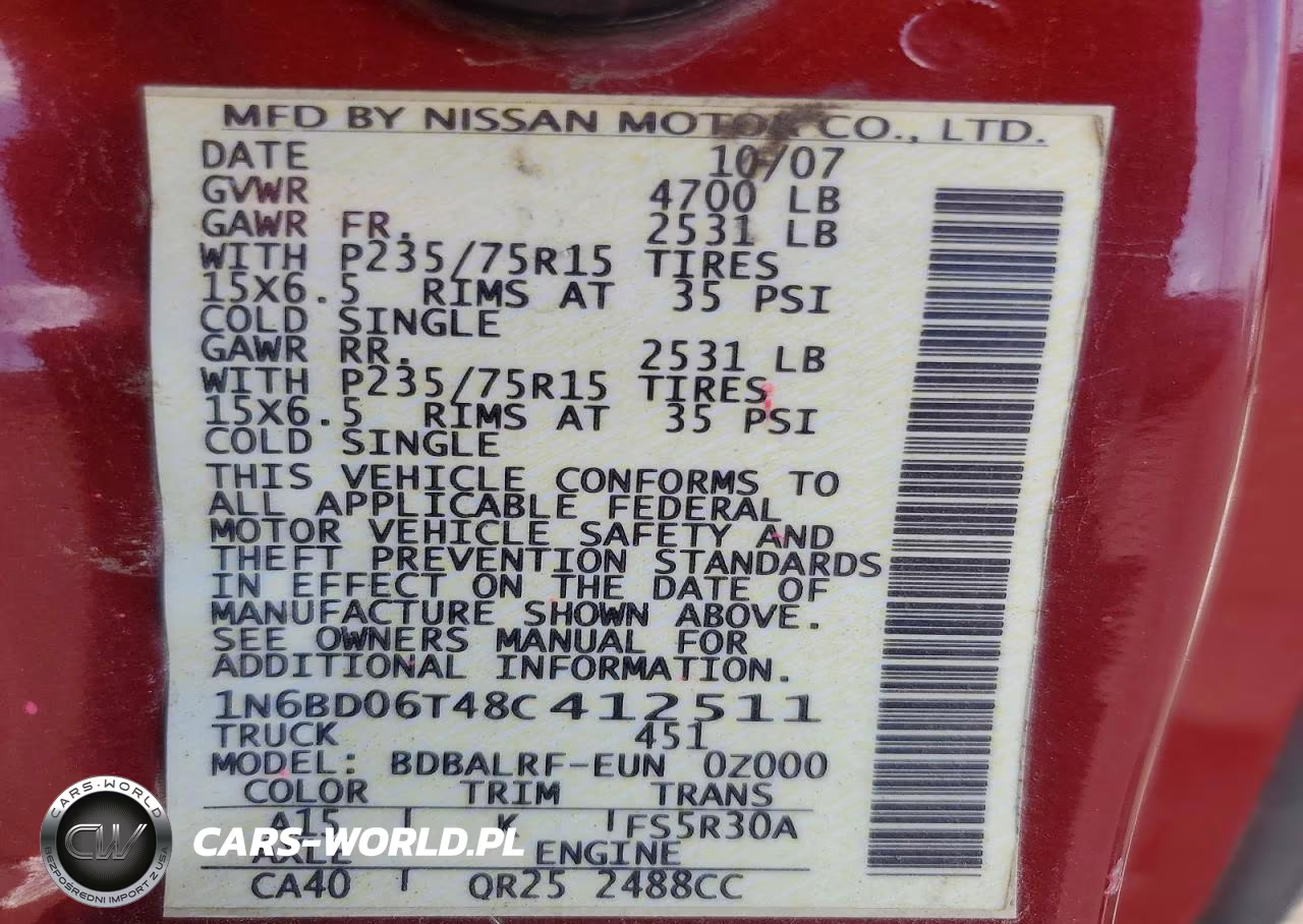 2008 Nissan Frontier Xe VIN:1N6BD06T48C412511 - 13