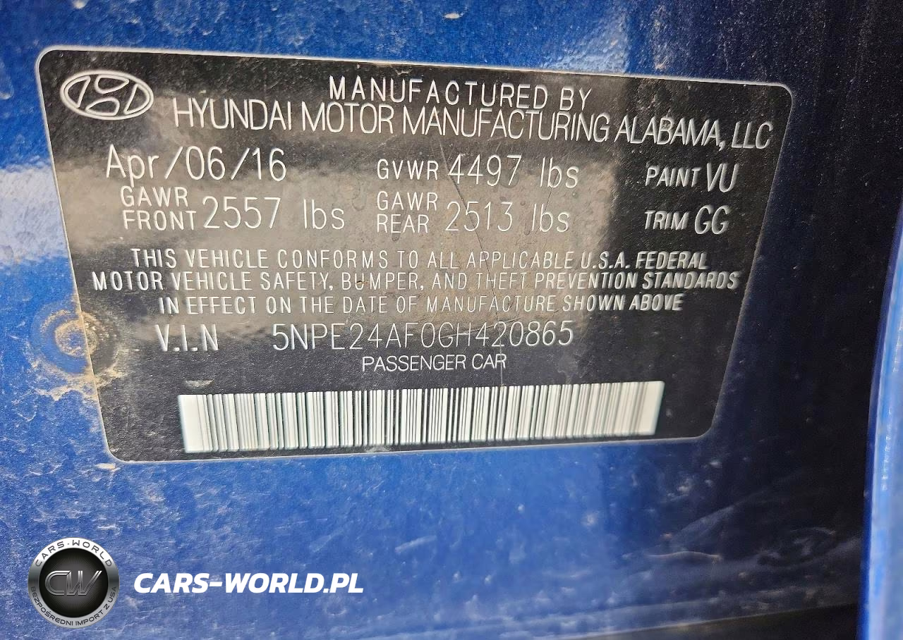 2016 Hyundai Sonata Se VIN:5NPE24AF0GH420865 - 12