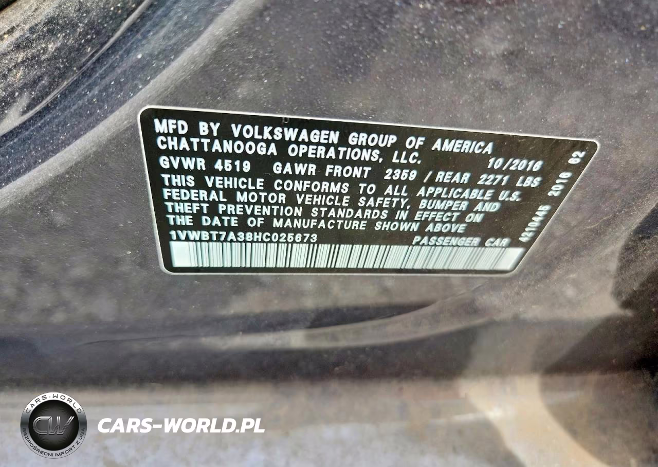 2017 Volkswagen Passat Se VIN:1VWBT7A38HC025673 - 13