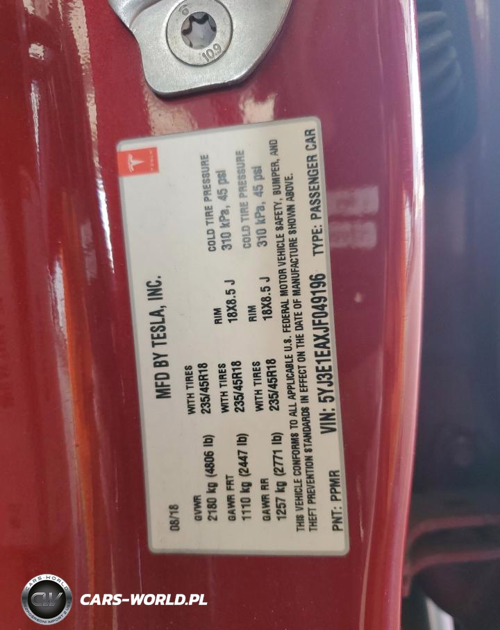 2018 Tesla Model 3 VIN:5YJ3E1EAXJF049196 - 12