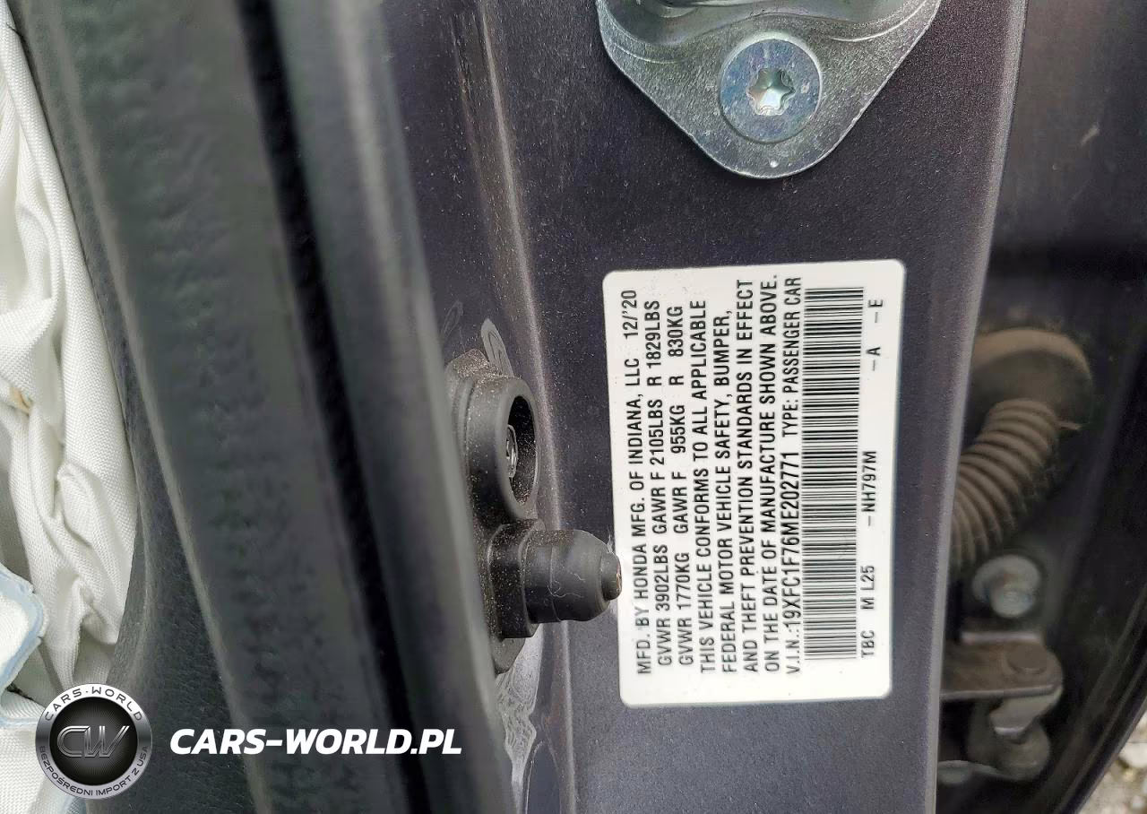 2021 Honda Civic Exl VIN:19XFC1F76ME202771 - 12