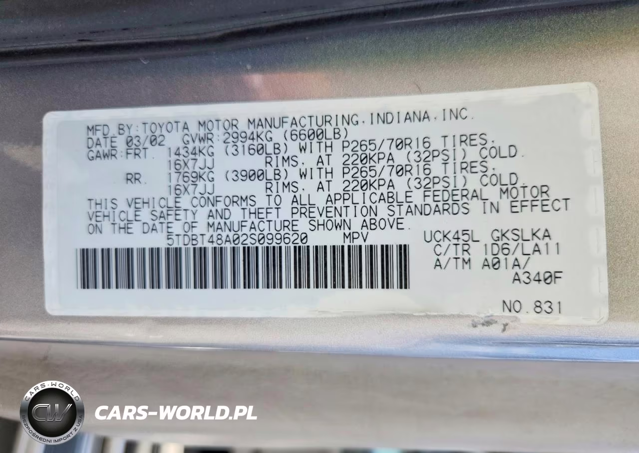 2002 Toyota Sequoia Limited VIN:5TDBT48A02S099620 - 13