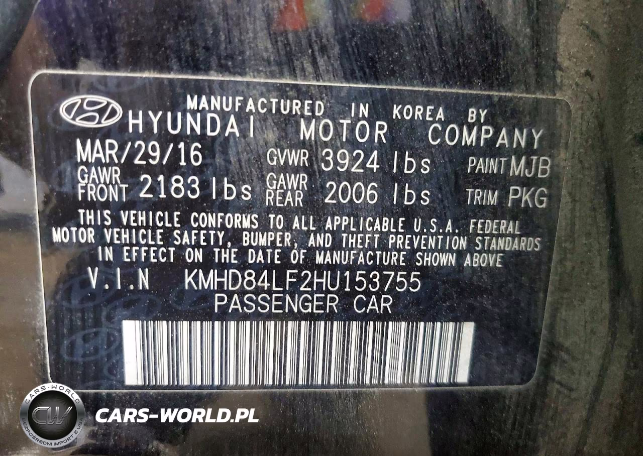 2017 Hyundai Elantra Limited VIN:KMHD84LF2HU153755 - 12