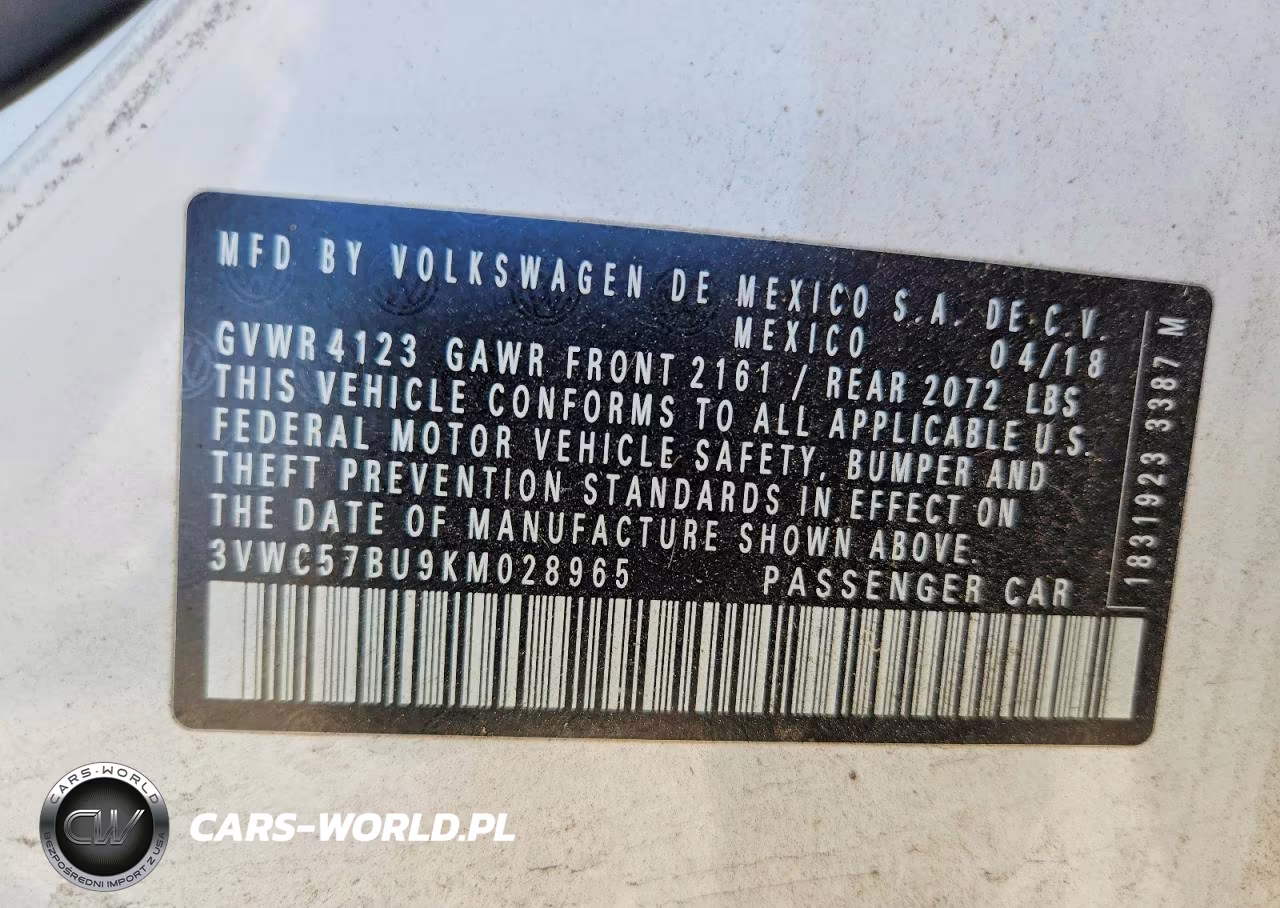 2019 Volkswagen Jetta S VIN:3VWC57BU9KM028965 - 12