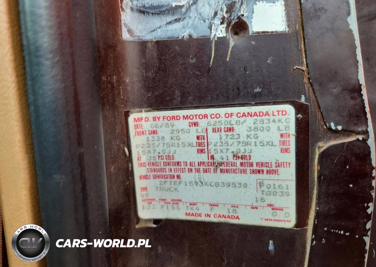 1989 Ford F150 VIN:2FTEF15Y3KCB39530 - 12