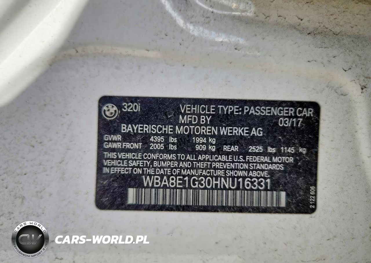 2017 BMW 320 I VIN:WBA8E1G30HNU16331 - 12