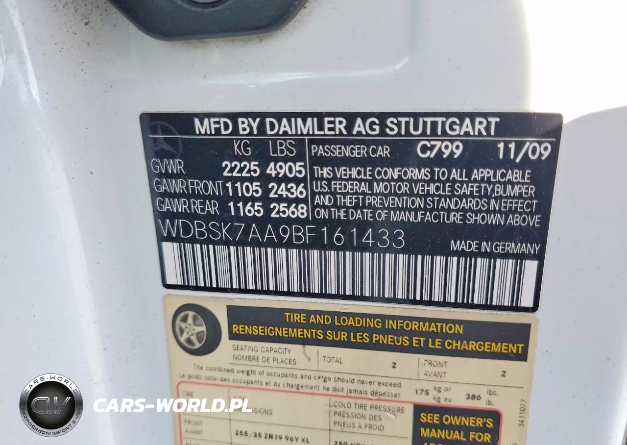 2011 Mercedes-Benz Sl 63 Amg VIN:WDBSK7AA9BF161433 - 12