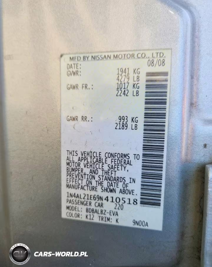 2009 Nissan Altima 2.5 VIN:1N4AL21E69N410518 - 13